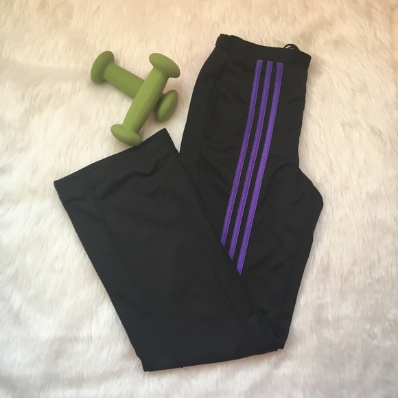 adidas Pants - Adidas Black Purple Striped Pants Size Small